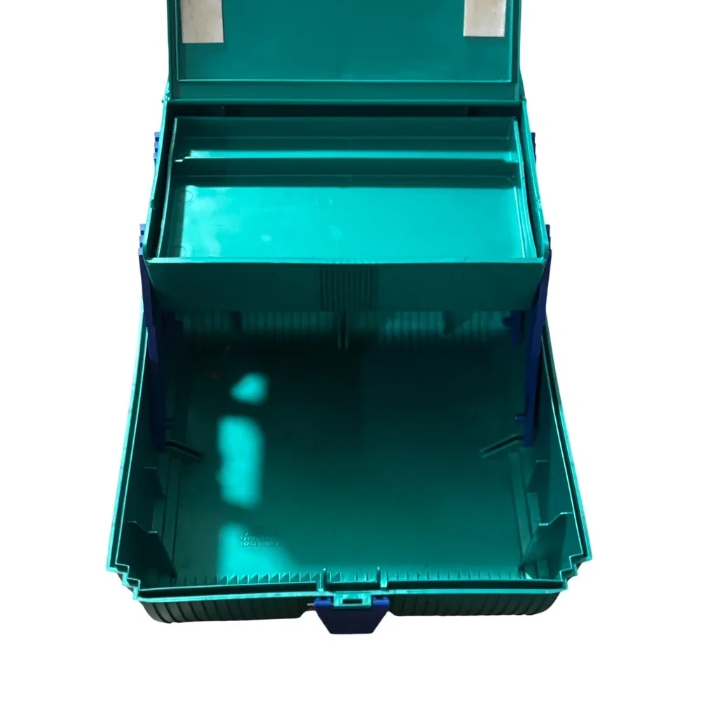 Vintage Sassaby Makeup‎ Organizer Case Teal Green Blue 90s Cosmetic Box Storage